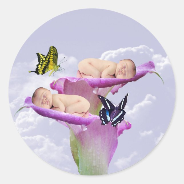Sticker Rond Deux fois la joie avec des jumeaux (Devant)