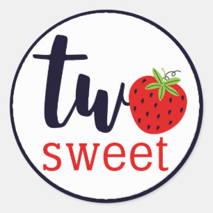 Sticker Rond DEUX fraises sucrées Anniversaire Fille 2e année F