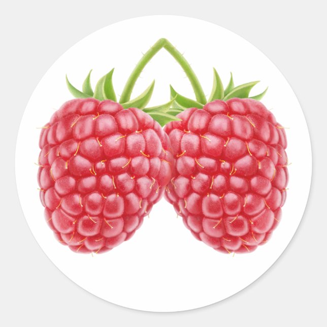Sticker Rond Deux framboises (Devant)