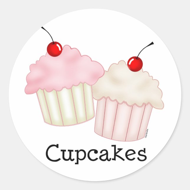 Sticker Rond Deux Grands Cupcakes (Devant)