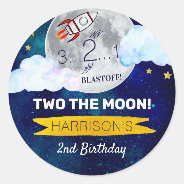 Sticker Rond Deux La Lune 2e Anniversaire (Devant)