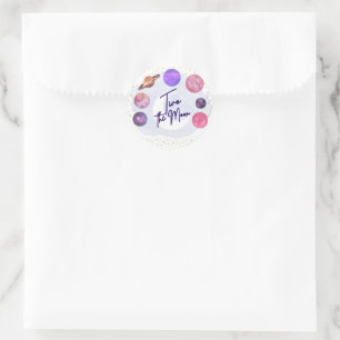 Sticker Rond Deux la Lune 2e anniversaire Editable Invitation