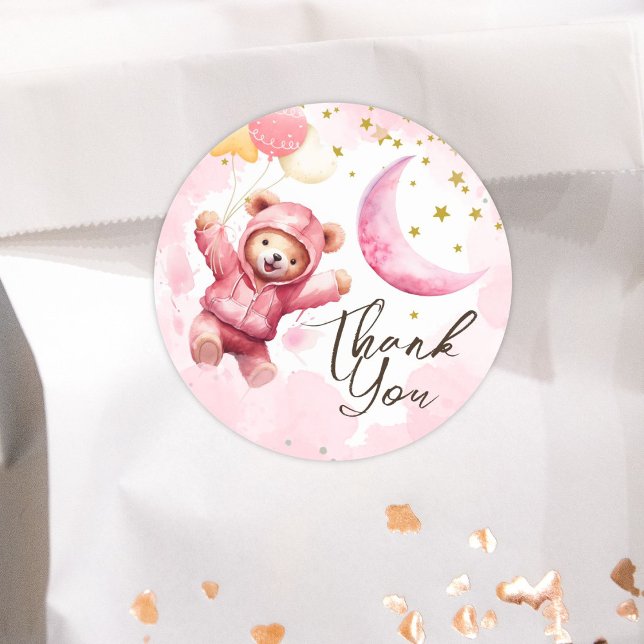 Sticker Rond DEUX la lune | Rose Girl 2e anniversaire (Créateur téléchargé)