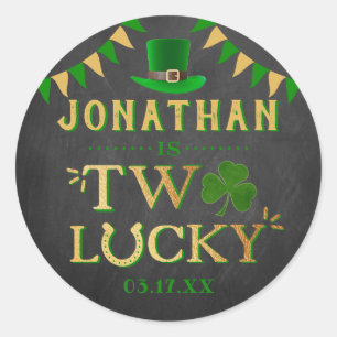 Sticker Rond Deux Lucky St. Patrick's Day 2e anniversaire