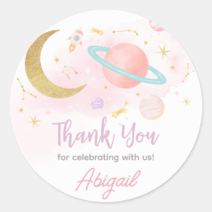 Sticker Rond Deux lune et étoiles fête d'anniversaire