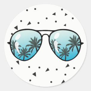Sticker Rond Deux Lunettes de soleil Cool Garçon Faveur Tag Éti