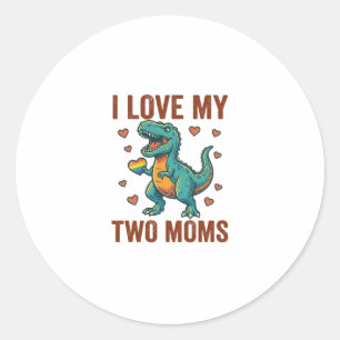 Sticker Rond Deux mamans fières de la conception de T-Shirt vec