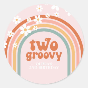 Sticker Rond Deux marguerite Super boho floral arc-en-ciel 2e a