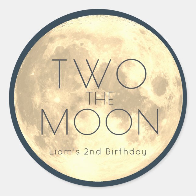 Sticker Rond Deux Moon Navy Blue Boy 2e anniversaire (Devant)