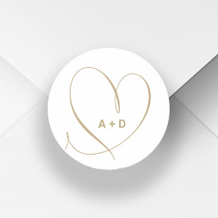 Sticker Rond Deux noms initiales amour coeur