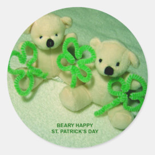 Sticker Rond Deux Nounours avec Shamrock