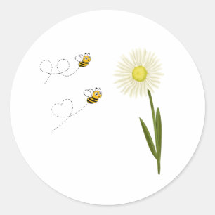 Sticker Rond Deux petites abeilles mignonnes