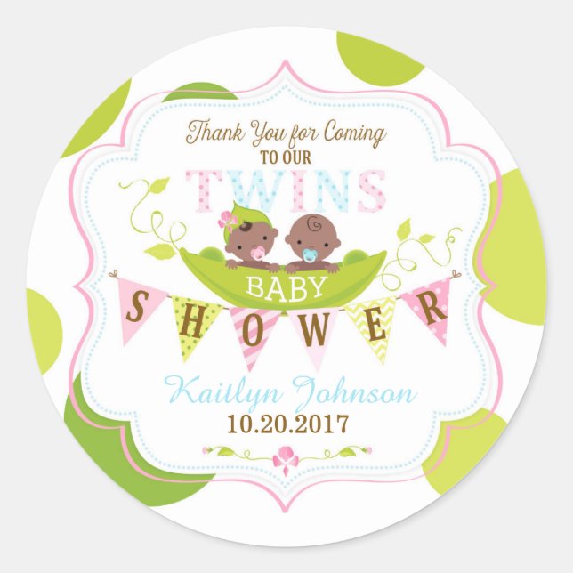 Sticker Rond Deux petits pois dans un pod African Twins Boy Gir (Devant)