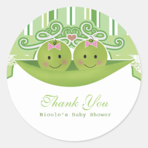 Sticker Rond Deux petits pois dans une pod Twin Girls Baby show