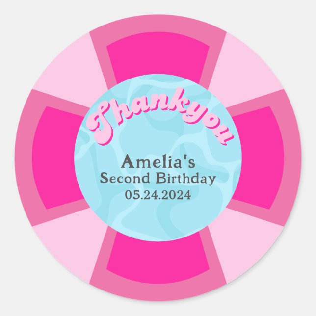 Sticker Rond Deux piscines tropicales cool été Anniversaire (Devant)