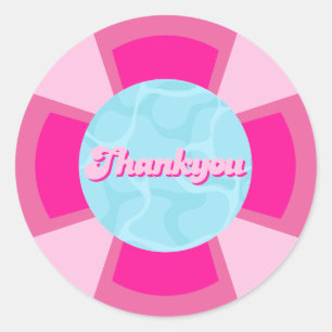 Sticker Rond Deux piscines tropicales cool été Anniversaire