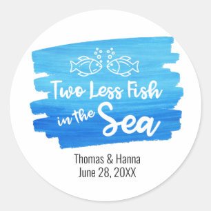 Sticker Rond Deux poissons de moins dans la mer Aquarelle Maria