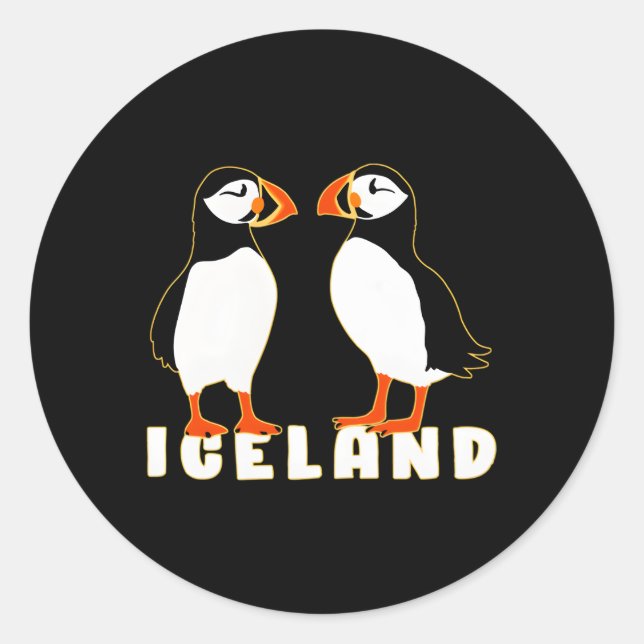 Sticker Rond Deux Puffins D'Islande (Devant)