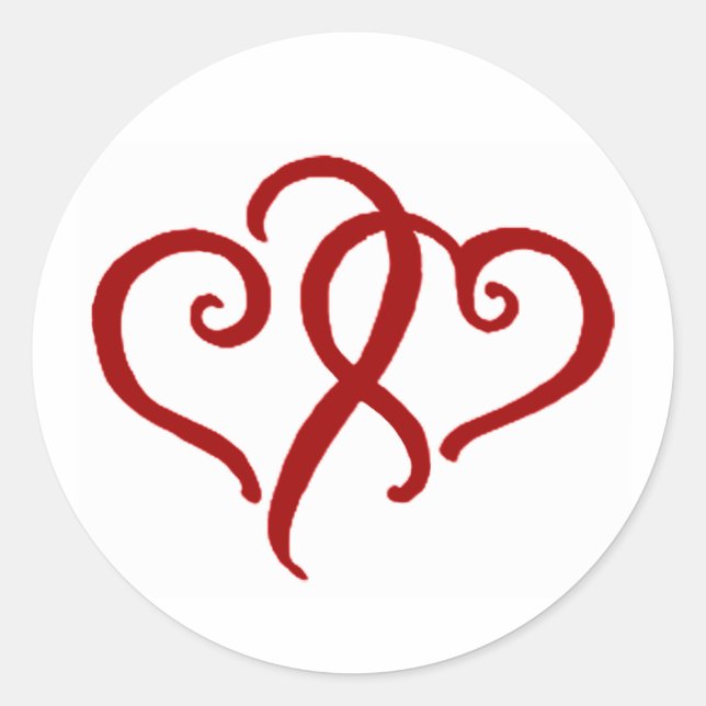 Sticker Rond Deux simples coeurs rouges (Devant)