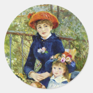 Sticker Rond Deux Sœurs (Sur la Terrasse) de Pierre Renoir