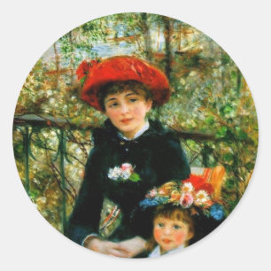 Sticker Rond Deux Sœurs sur la Terrasse par Renoir
