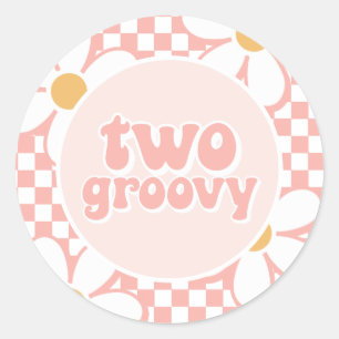 Sticker Rond Deux Super Pink Daisy Checker