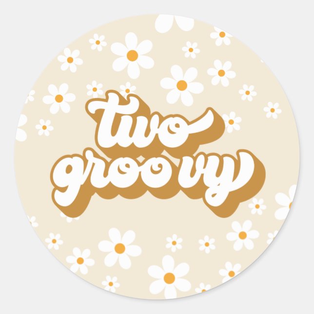 Sticker Rond Deux Super Retro Daisy 2e anniversaire (Devant)