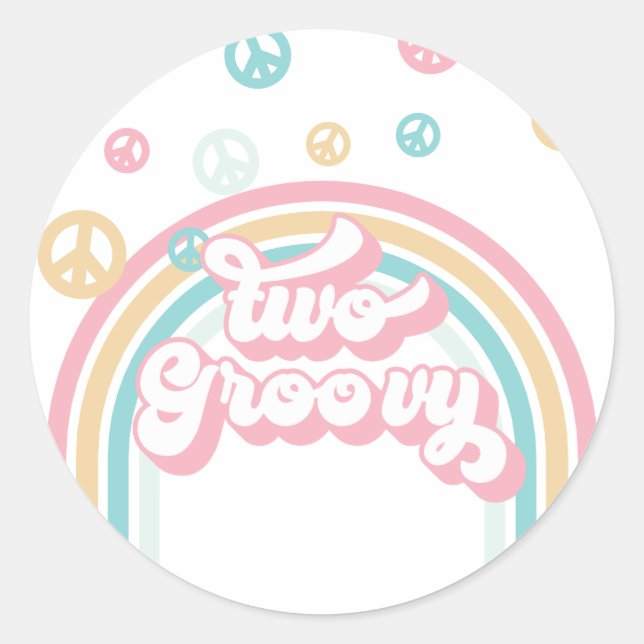 Sticker Rond Deux Super rétro été Rainbow (Devant)