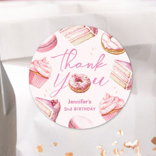 Sticker Rond DEUX Sweet 2e anniversaire filles fête de beignes