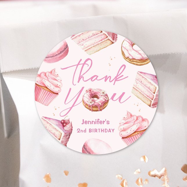 Sticker Rond DEUX Sweet 2e anniversaire filles fête de beignes  (Créateur téléchargé)