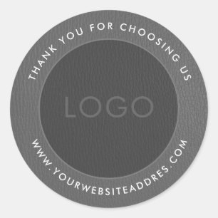 Sticker Rond Deux tons gris vintage simili cuir