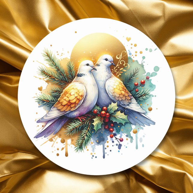 Sticker Rond Deux tourterelles | 12 Jours de Noël (Créateur téléchargé)