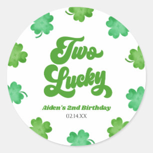 Sticker Rond Deux trèfles à quatre feuilles chanceux pour une f