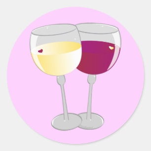 Sticker Rond Deux verres de vin