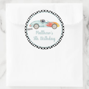 Sticker Rond Deux voitures de course rapide anniversaire