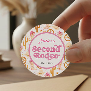 Sticker Rond Deuxième Rodéo Cowgirl de l'Ouest 2e Fête d'Annive