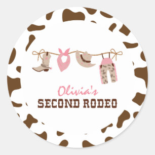 Sticker Rond Deuxième Rodéo Western Cowboy 2e anniversaire