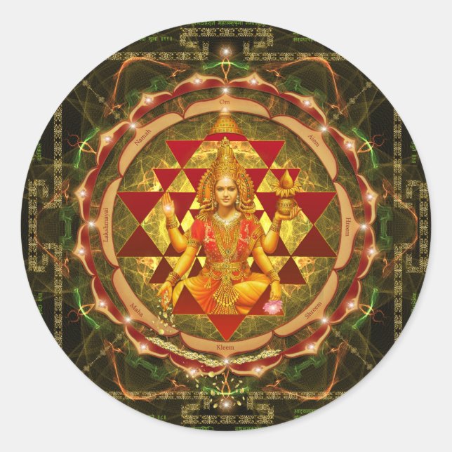 Sticker Rond Devi Lakshmi Stotram - Shri Yantra (Devant)