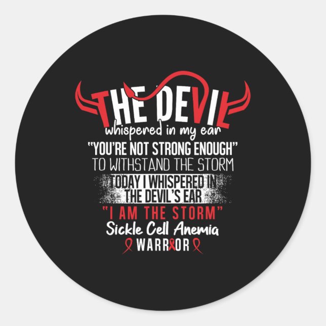 Sticker Rond Devil3- Anémie de la faucille Soutien de sensibili (Devant)