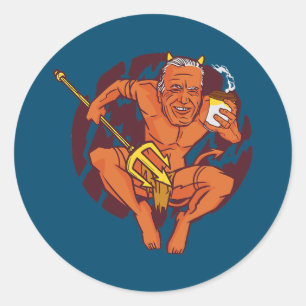 Sticker Rond Devil Boire du café chaud Boire du café chaud