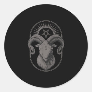 Sticker Rond Devil Goat Pentagram Baphomet Satan Occult Satanic
