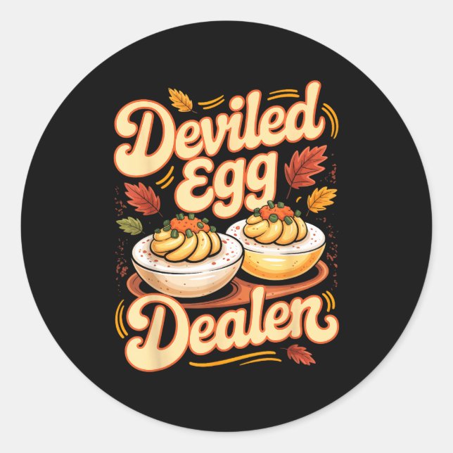 Sticker Rond Deviled Egg Er Funny Retro Thanksgiving Food Quote (Devant)