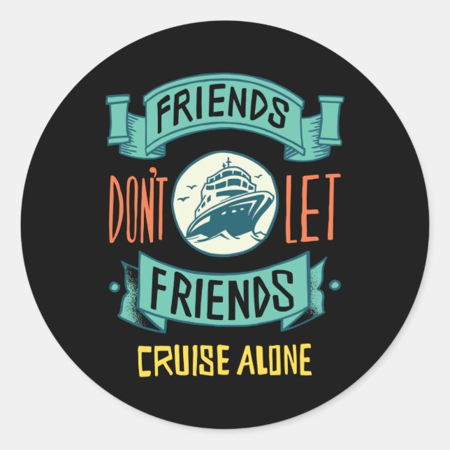 Sticker Rond Devis de bateau de croisière amusant (Devant)