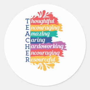 STICKER ROND DEVIS DE L'ENSEIGNANT RAINBOW