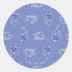 Sticker Rond Dexter et Mandark Motif atomique