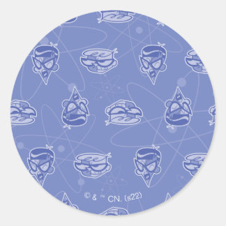 Sticker Rond Dexter et Mandark Motif atomique