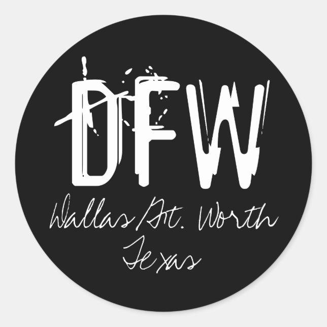 Sticker Rond DFW Dallas - Code de l'aéroport (Devant)