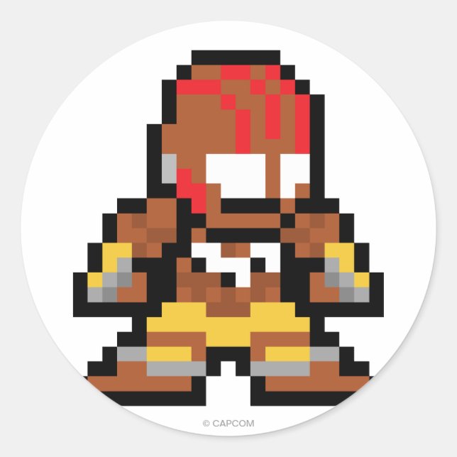 Sticker Rond Dhalsim 8 bits (Devant)