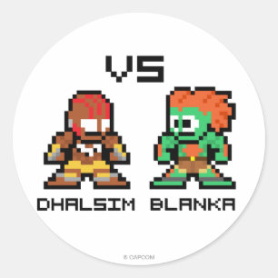 Sticker Rond Dhalsim 8 bits VS Blanka