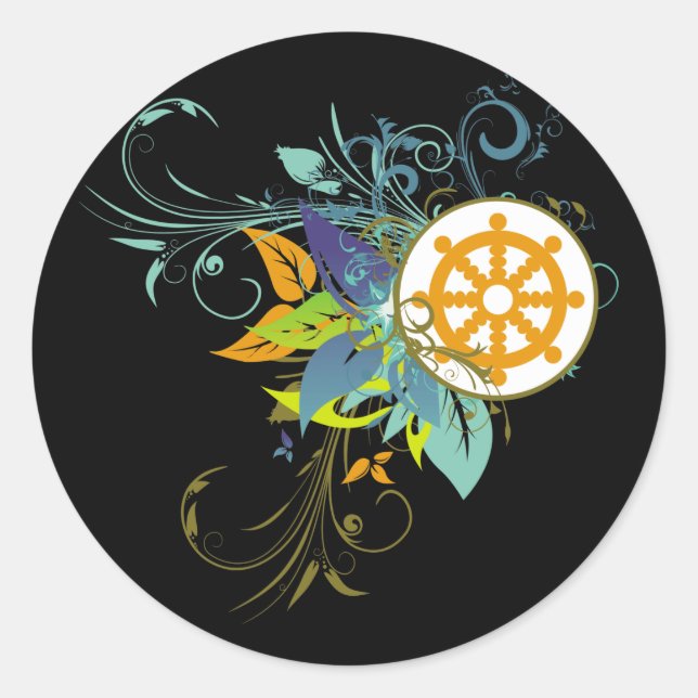 Sticker Rond Dharma Wheel Floral (Devant)